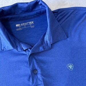 Ariat‎ Tek Mens Royal Blue Short Sleeve Polo Shirt Performance Golf Casual L